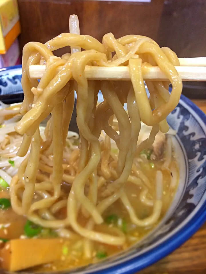 石臼挽きの麺（石臼味噌ラーメン）|もうちゃんさん