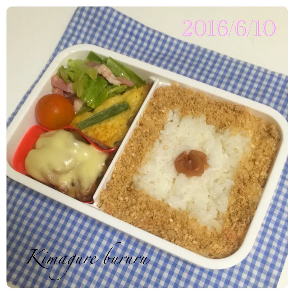 Snapdishの料理写真:煮込みチーズハンバーグ弁当|気まぐれぶるるさん