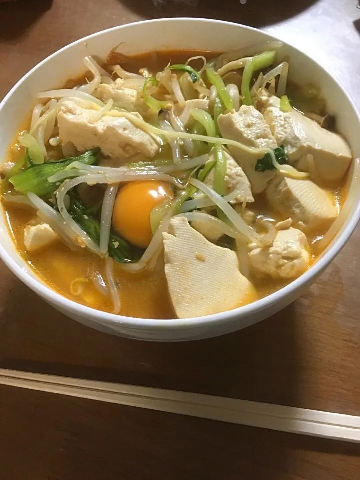 Snapdishの料理写真:スンドゥブでラーメン|ほろほろさん