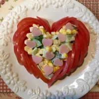 Snapdishの料理写真:ハートいっぱい❤️ハートトマトのカップサラダ🍅