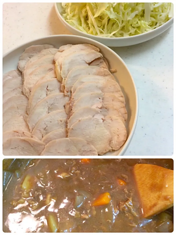 Snapdishの料理写真:鶏ハムとカレー🍛|みウラさん