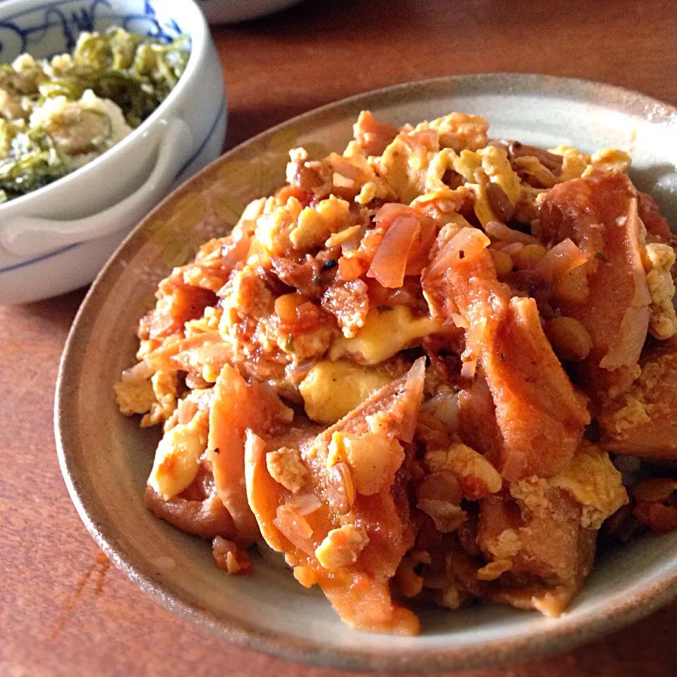 レンズ豆とお麩のトマト煮卵とじ|Ayayaさん