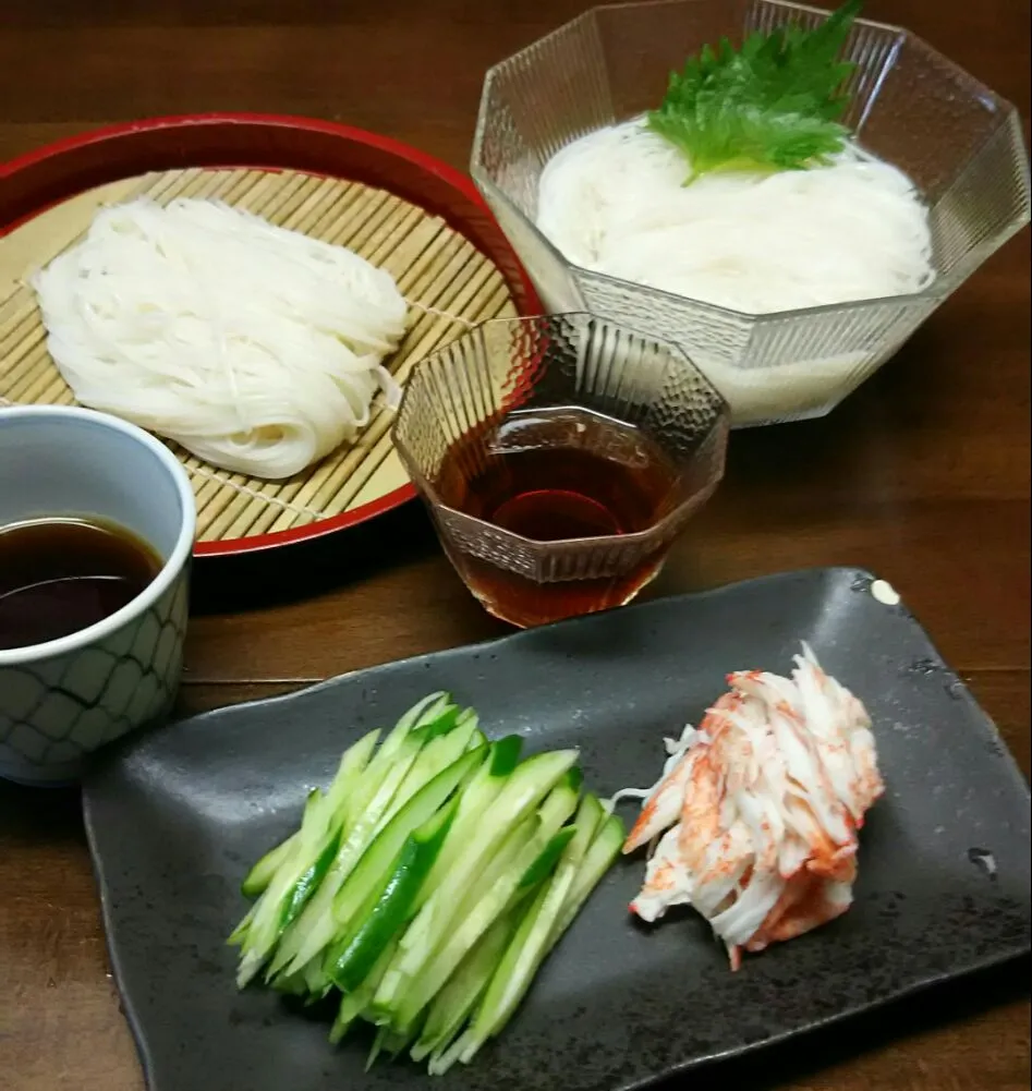 冷たい素麺|あらいぐまのしっぽさん