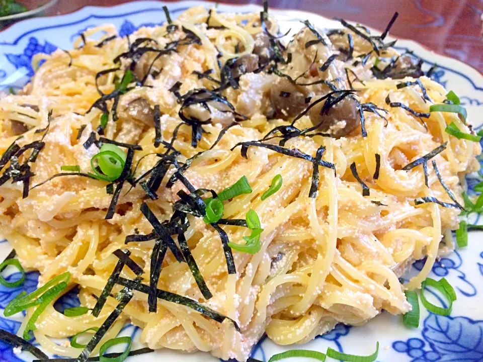 今日のパパパスタ【明太子とシメジのクリームパスタ】|不動南平さん