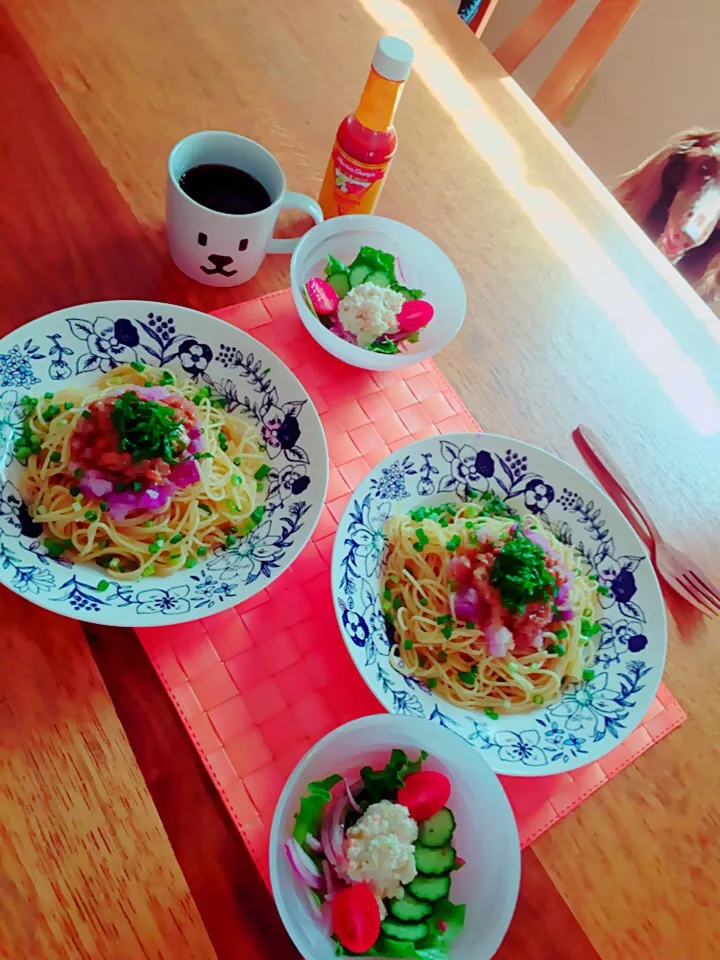 朝パスタ〜🍝|まんぞーさん