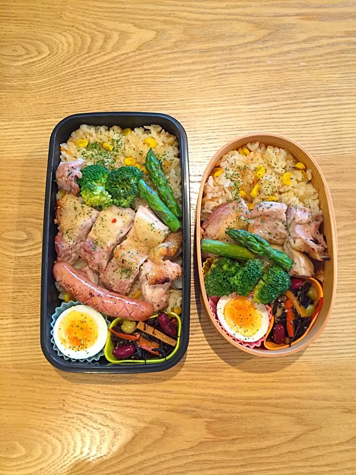 Snapdishの料理写真:チキンバジル🌿ソテー＊親子弁当♪|hiromiさん