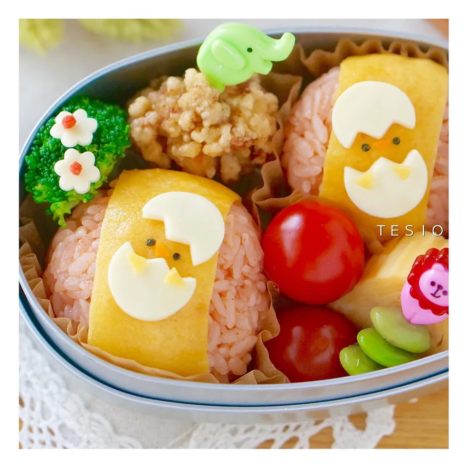 卵からパカっとヒヨコちゃんオムおにぎり弁当|chihoさん