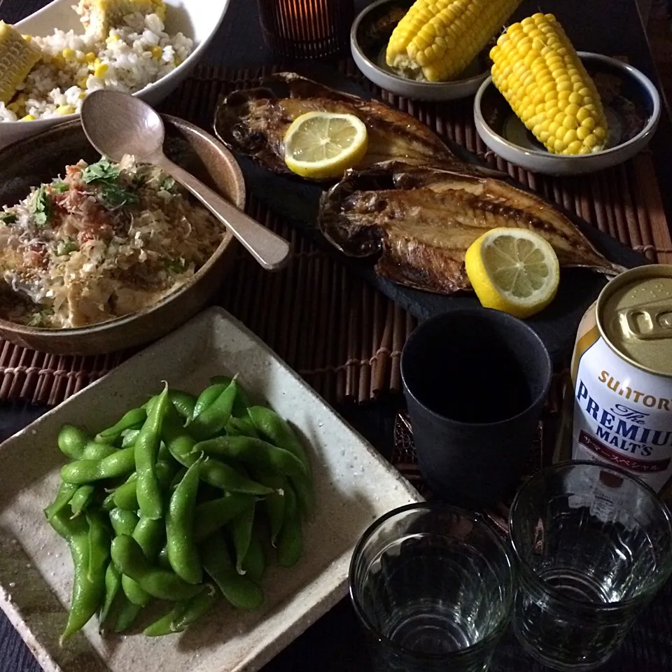 採れたとうもろこしご飯で夜ご飯|Naoさん