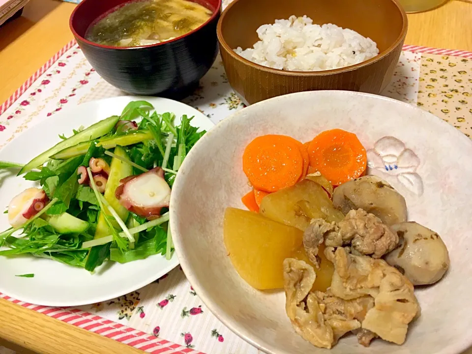 豚バラ大根の煮物とタコサラダ|あさみさん