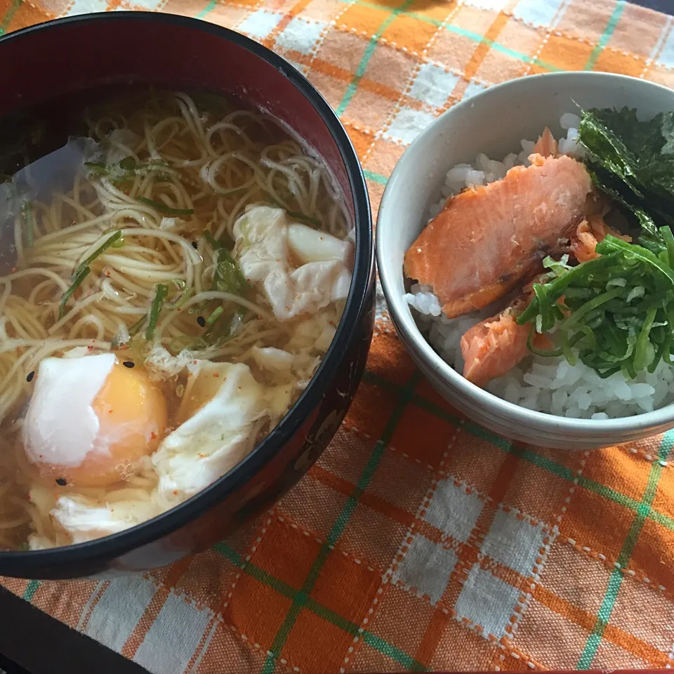 素麺と鮭ごはん|純さん