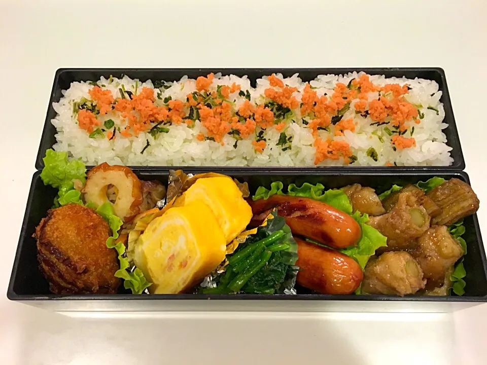 豚肉のアスパラ巻きのお弁当。|Chiharuさん