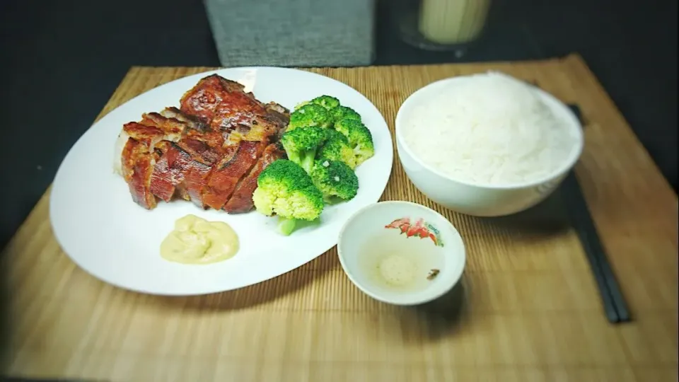 Roast Pork Belly with Rice & Broccoli|suki chan duarteさん