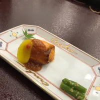 Snapdishの料理写真:鮭ポテト焼御前味噌
小判、いんげん胡麻和え|てすらさん