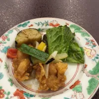 とり肉と野菜の黒酢和え|てすらさん