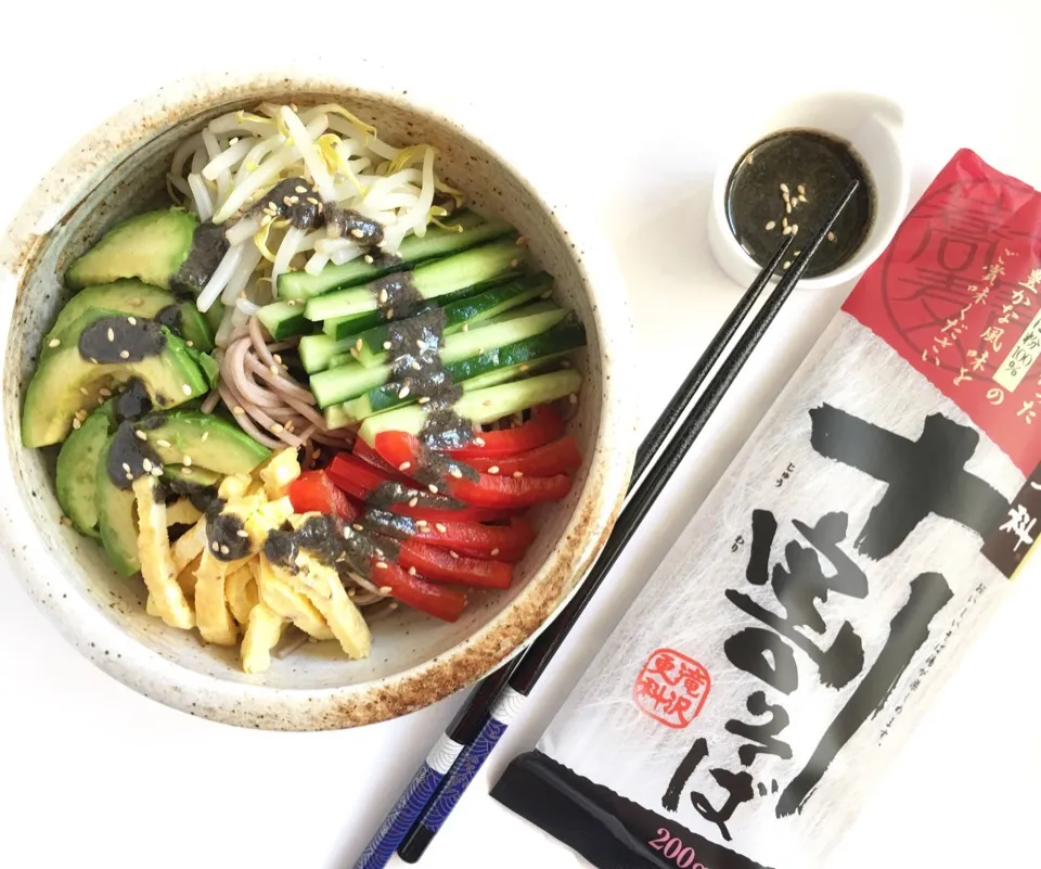 Soba salad with black sesame dressing十割蕎麦のサラダ, 黒胡麻ドレッシング|coxiella24さん