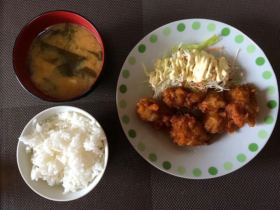 鶏の唐揚げご飯|ばーさんさん