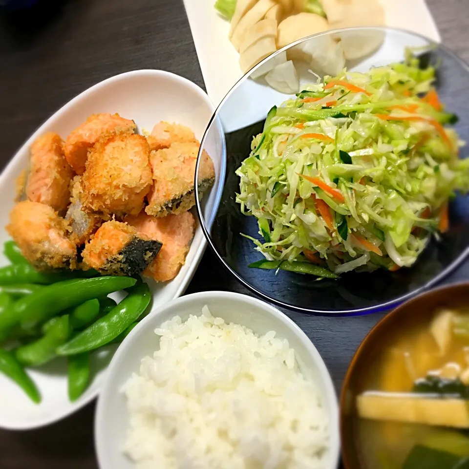 サーモンマヨフライ&コールスローな夕食|なお。さん