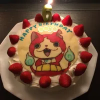 Snapdishの料理写真:長男6歳誕生日☆ リクエストのジバニャンケーキ♪|Amuhayaさん