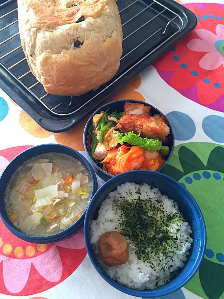 Snapdishの料理写真:旦那さまのお弁当&朝ごパン🍞٩꒰*´◒`*꒱۶ෆ͙⃛|さくたえさん