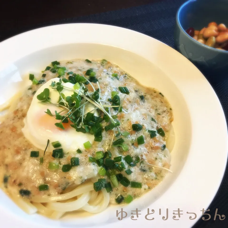 皮ごととろろで納豆たまご冷やしうどん|ゆきっちん(・8・)さん