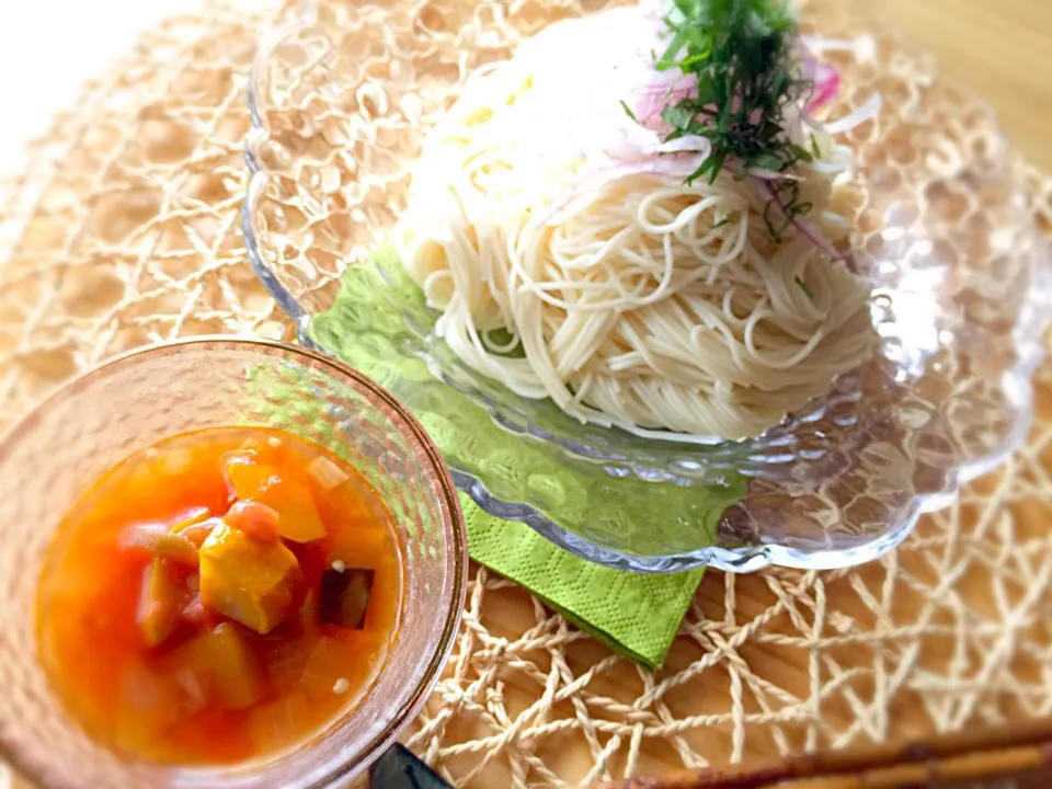 夏野菜そうめん|ほのほのさん