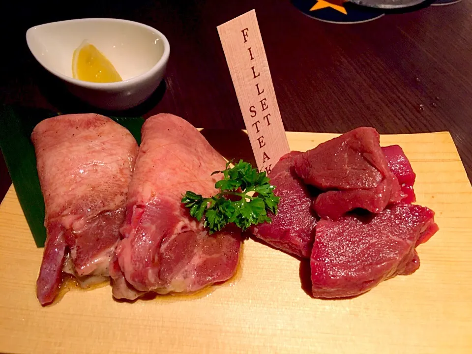 Snapdishの料理写真:Beef Tounge & Cube fillet steak|prissyさん