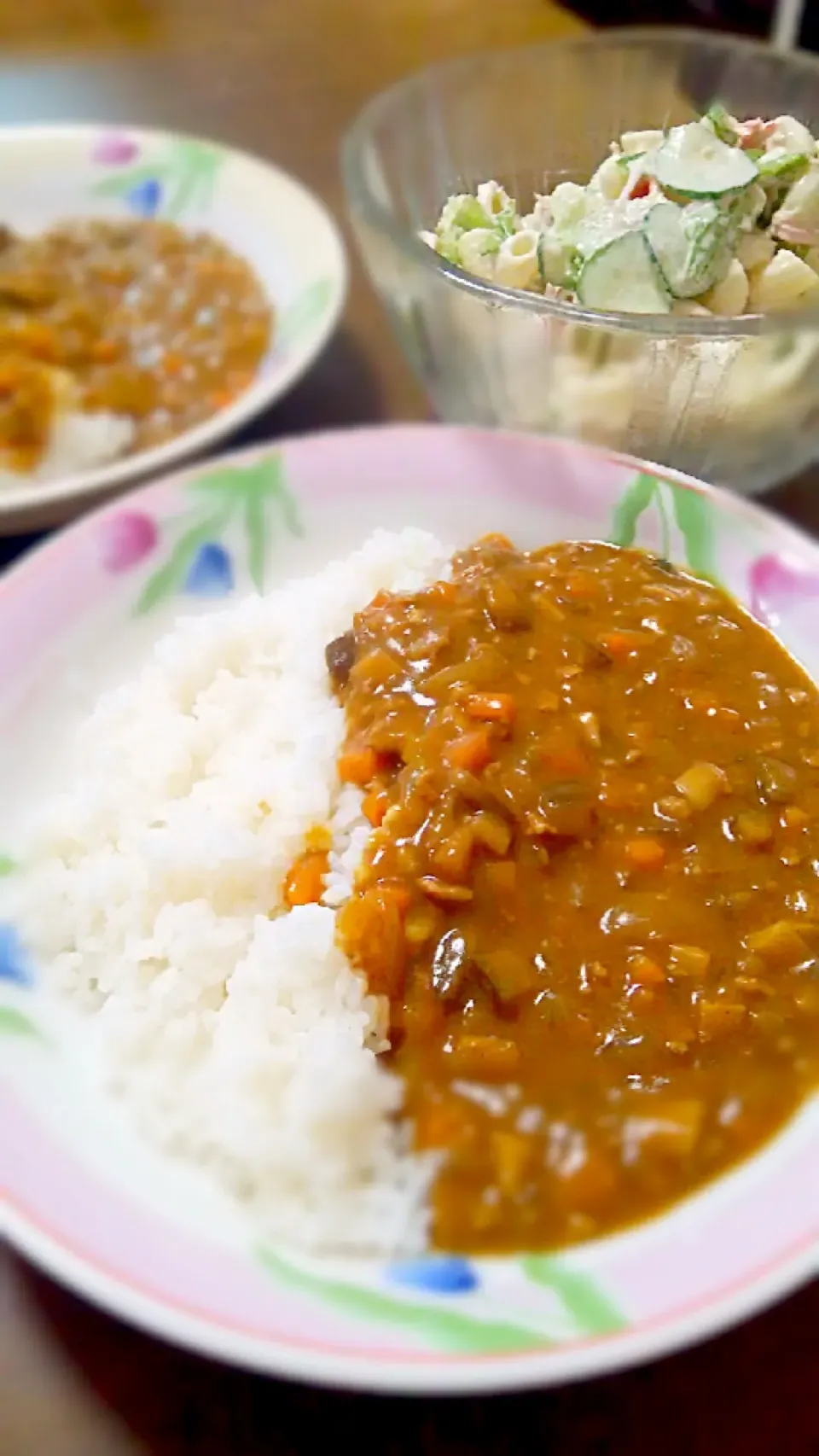 キーマカレー&マカロニサラダ|パパパ♪さん