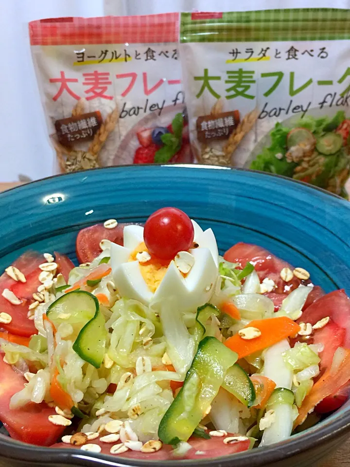 Snapdishの料理写真:野菜を次々頂いてもう冷蔵庫に入りませーん！ なので一気にカサが減らせる【コールスロー】with大麦フレーク♡|masachamさん