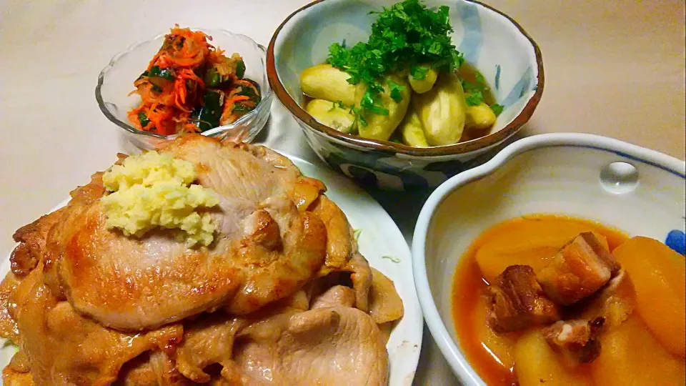 しょうが焼き定食😋|お母の大皿さん