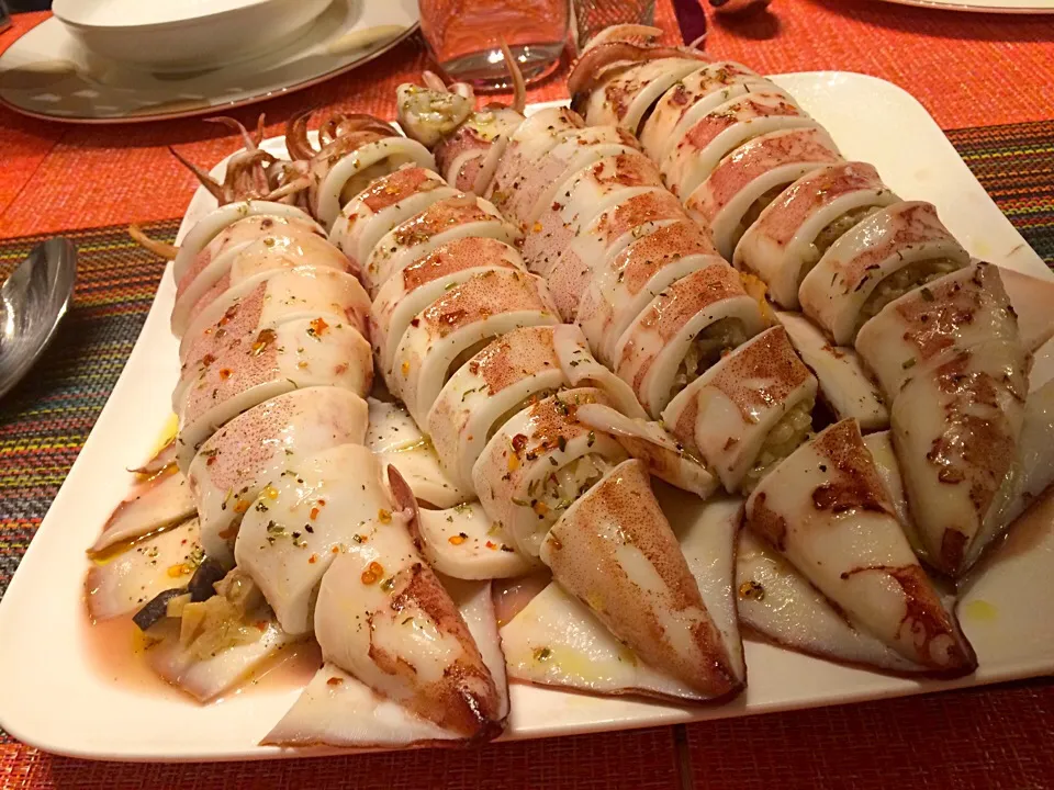 Grilled squid stuffed with shitake and glutinous rice|Ong Sor Fernさん