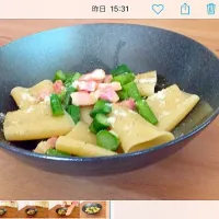 Snapdishの料理写真:パッケリを使いました！アスパラのカルボナーラ - YouTube|なんなさん