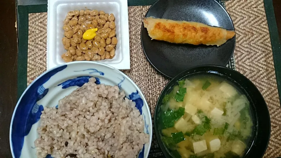 納豆＆焼き魚＆豆腐の味噌汁|まぐろさん