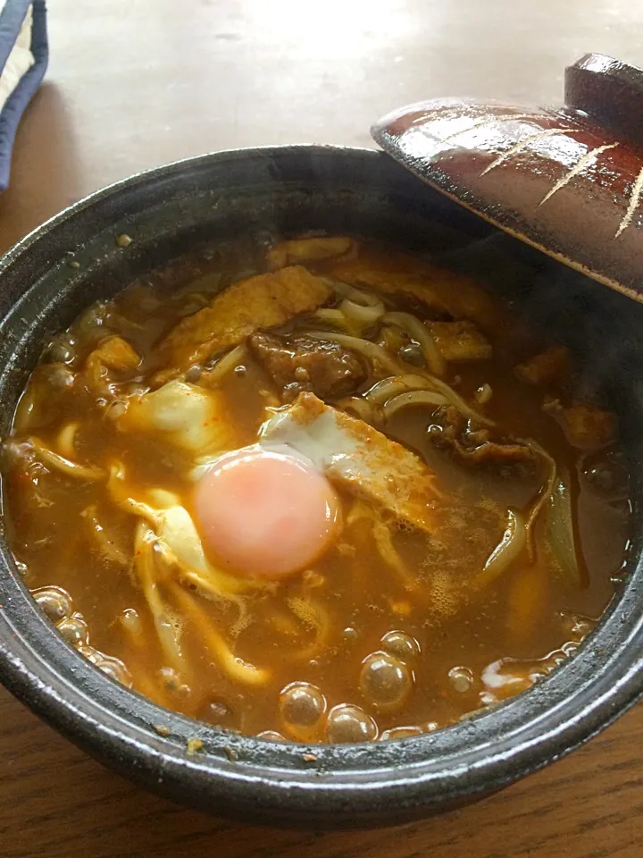 Snapdishの料理写真:牛筋カレー煮込みうどん|natsu727さん