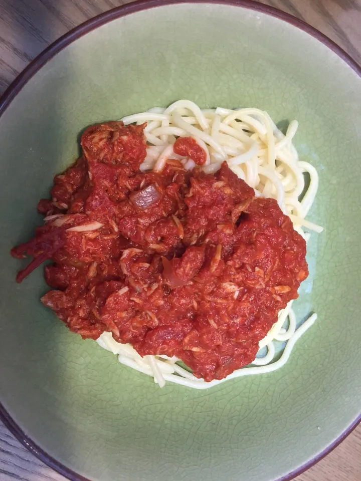 Look fish arriabatta sauce with spaghetti|janiceさん