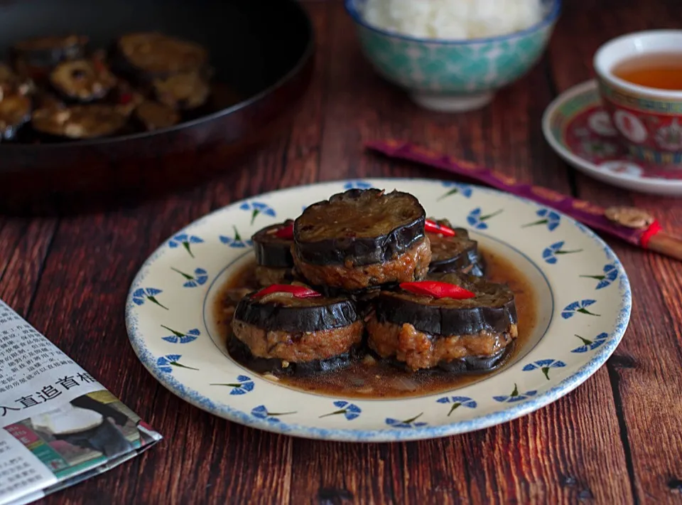 Chinese Stuffed Aubergines/Eggplant in Black Bean Sauce.|Asianfoodadventureさん