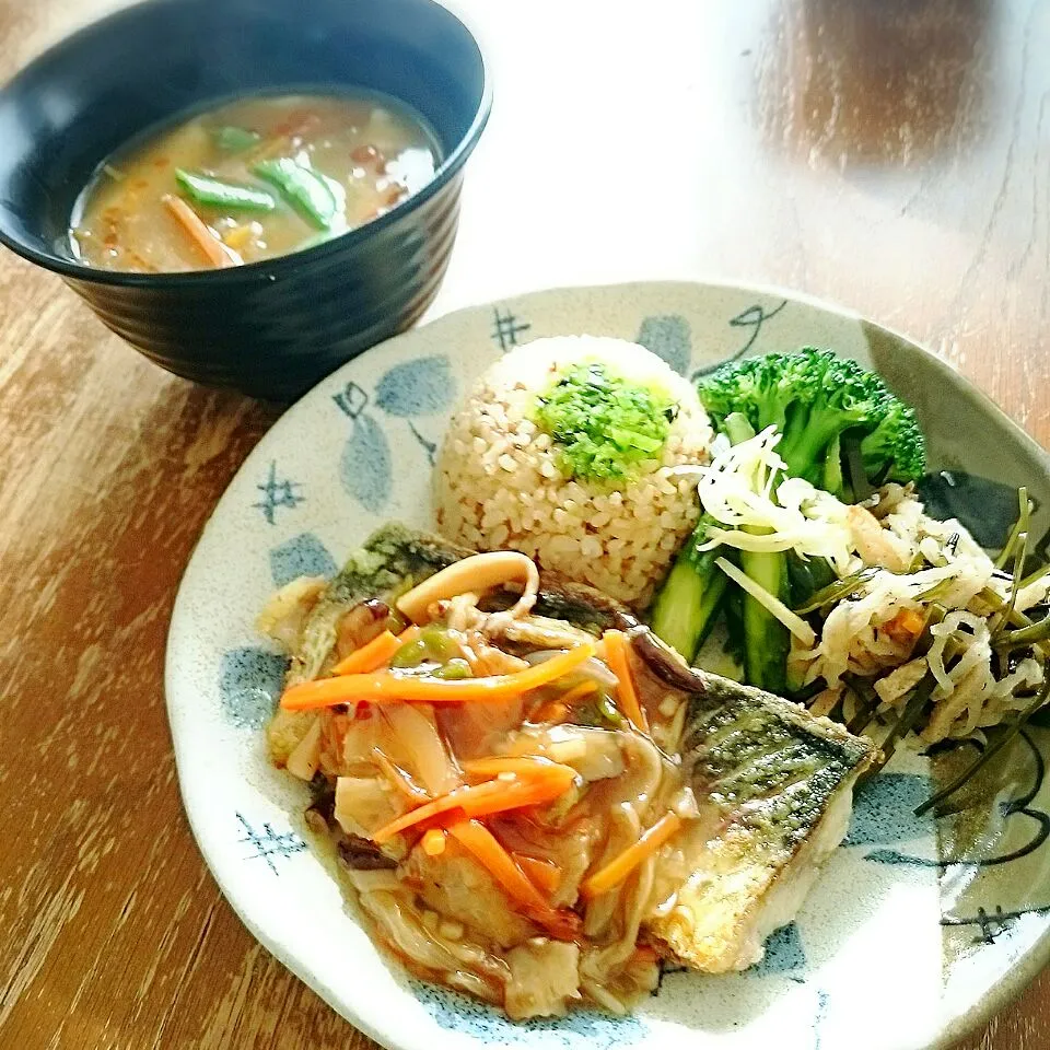 ごま鯖の中華餡プレート*スープ餃子|プチテンよすさん