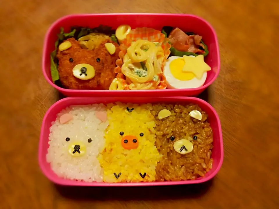 3色りらっくま弁当
 #キャラ弁 
#お弁当|pyonさん