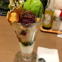 Snapdishの料理写真:わらび餅抹茶パフェー|Anned0201さん