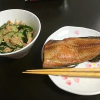 ツナときゅうりのごま和え
ほっけの醤油焼き|みゆさん