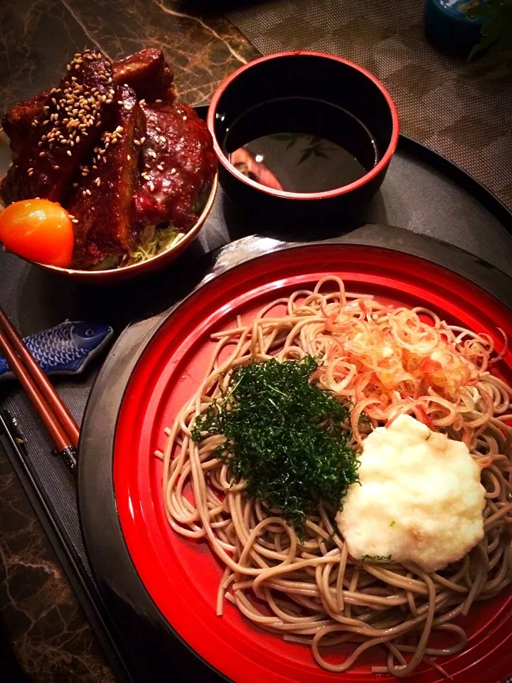 ぶっかけお蕎麦＆味噌カツど～ん定食(◍•ᴗ•◍)💓|💍ごはん🍚さん