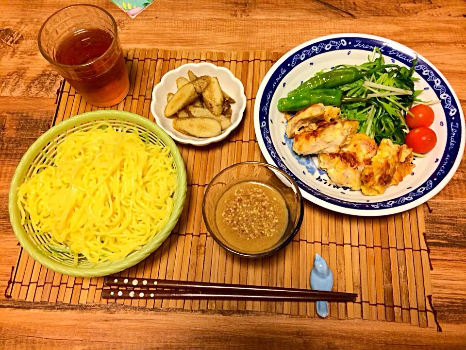 鳥肉のピカタ＊酢ごぼう＊つけラーメン|acoさん