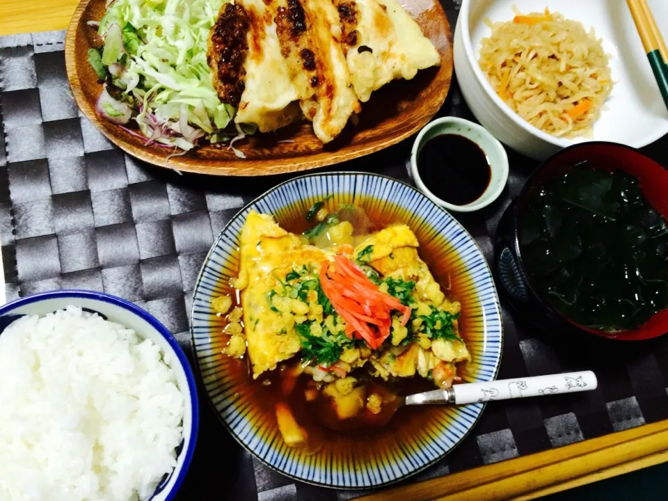 節約レシピ🌟はんぺん納豆包み揚げ、かに玉、切り干し大根、サラダ、わかめのお吸い物 かに玉レシピ公開|いちごさん