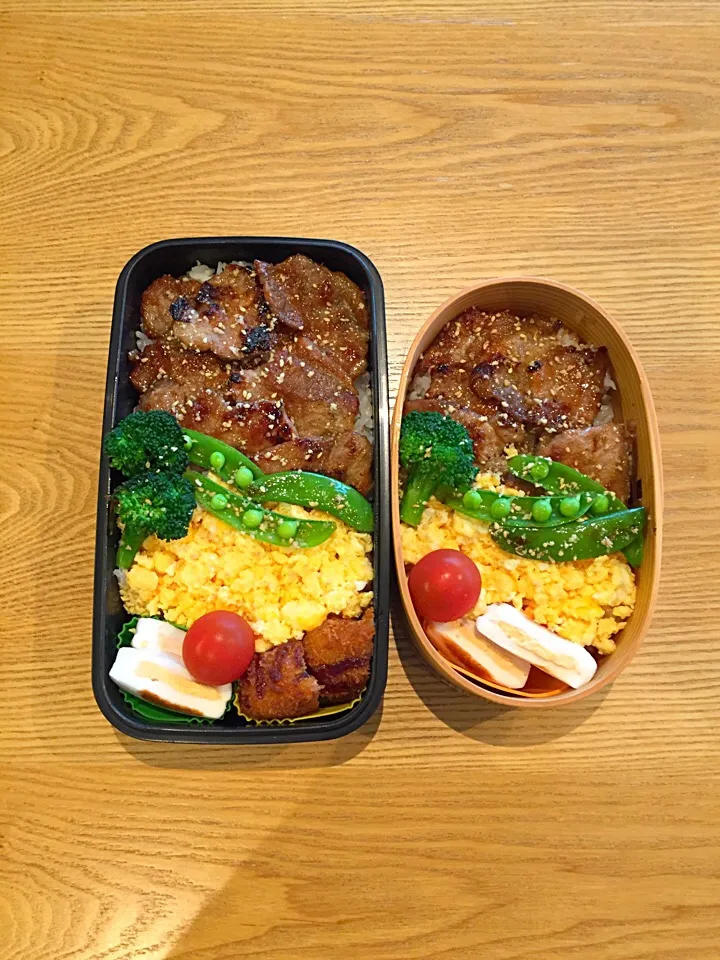 Snapdishの料理写真:豚丼＊親子弁当♪|hiromiさん