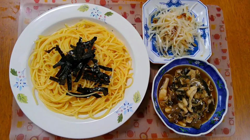 ６月２０日　うに醤パスタ　鯛ときのこのおろし煮　玉ねぎサラダ|いもこ。さん