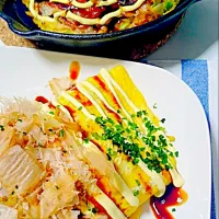 Snapdishの料理写真:お好み焼き＆オムソバ|ひろみさん