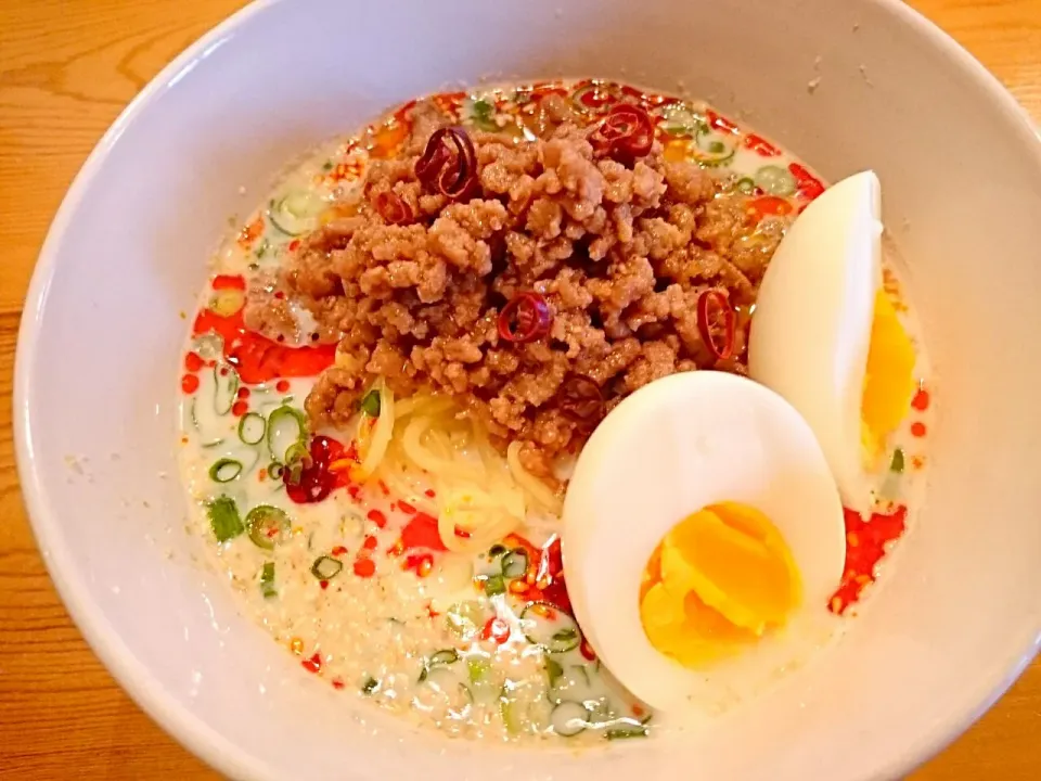 冷やし坦々麺  豆乳スープ
 #食べるラー油 #坦々麺|はなもみさん