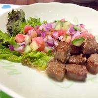 Snapdishの料理写真:お肉もサッパリ！酢漬け野菜ドレッシング|asponsさん