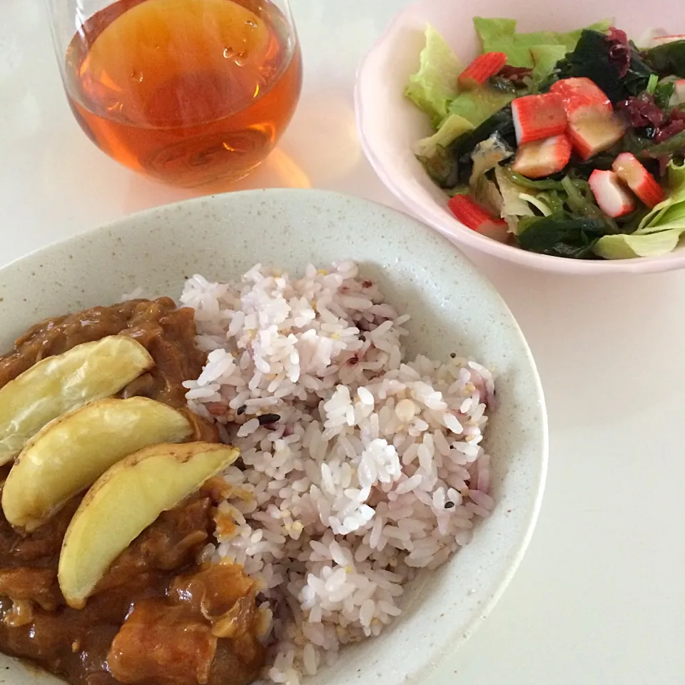 ❁チキンしめじカレー ❀海藻サラダ  2016/06/24|ちび太さん