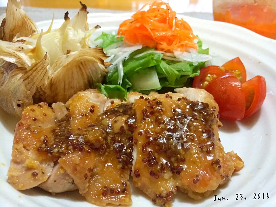 Snapdishの料理写真:まるまさんの料理 チキンのハニーマスタード焼き|みきおさん