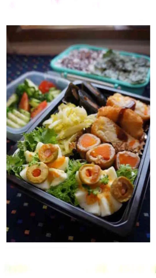 Snapdishの料理写真:ある日のお弁当（おかずが多すぎた日💦💦）|paaruさん